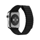 Apple Watch 42 mm, gümüş paslanmaz çelik kasalı ve siyah deri Loop kayışlı akıllı saat