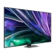 Samsung 55QN85D QLED Ultra HD 4K TV ekranında renkli soyut ışık efektleri, genel siyah tasarım