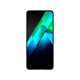 Siyah Infinix Note 12 Pro 4G akıllı telefonun ön yüzü, tam ekran tasarım ve ortada kamera deliği
