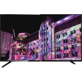 Arçelik A40L 5845 4B Full HD LED televizyon, gece şehir manzarası gösteren siyah ekranlı tasarım