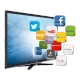 Vestel 55PF8080 Full HD LED televizyon, siyah çerçeveli ekran ve akıllı TV uygulama simgeleriyle.
