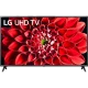 LG 65UN711C0ZB Ultra HD 4K LED televizyon ekranda kırmızı çiçek deseniyle, genel renk vitrin görünümü