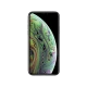 Apple iPhone XS siyah akıllı telefonun önden görünümü, çentikli ekran ve renkli duvar kâğıdıyla vitrin çekimi