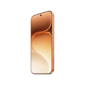 Turuncu Honor 600 Pro akıllı telefon, ince çerçeveli ekranı ve yan profiliyle önden görünüm