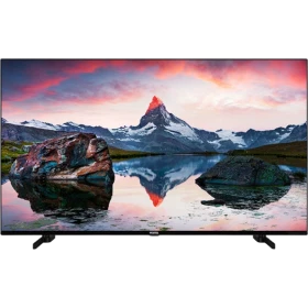 Vestel 55UA9600 Ultra HD 4K LED televizyon, dağ ve göl manzarası gösteren ince ekran