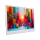 Vestel 32FA9950B Full HD LED televizyon, beyaz çerçeveli ve renkli geometrik sahne gösteren ekran