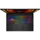 MSI Crosshair 17 HX AI D2XWGKG-018XTR koyu gri oyuncu laptop ekranı, RGB renkli klavye görünümü.