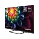Grundig 75 GQ 850A Ultra HD 4K LED televizyon, renkli çiçek ekranıyla önden ve yandan görünüm