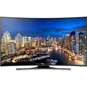 Samsung 55HU7200 Ultra HD 4K LED TV, şehir manzaralı canlı ekran, genel renk vitrin tasarımı