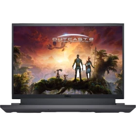 Dell G16 Gaming 7630 G76302401010U siyah oyuncu laptop; ön ekranda Outcast 2 görseli, vitrin görünümü.