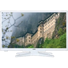 Vestel 28PH5116B HD Ready LED televizyon, beyaz çerçeveli ekranında dağ manastırı görüntüsüyle