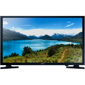 Samsung 32J4003 HD Ready LED televizyon, genel renkli şık tasarım ile dağ manzaralı ekran görüntüsü