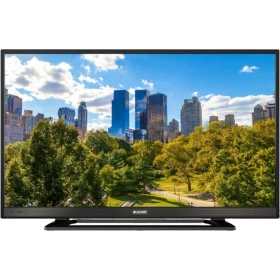 Arçelik A22-LB-5433 Full HD LED televizyon, siyah çerçeveli ve şehir manzarası gösteren ekranıyla