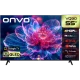 Onvo 55VQ90F3UA Ultra HD 4K LED televizyon, çiçek görüntülü ekranı ve ayaklarıyla önden görünüm
