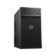 Dell Precision T3630 Delta siyah masaüstü bilgisayar, ön paneli ve havalandırma ızgarasıyla önden görünür