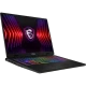 MSI Sword 17 HX B14VFKG-052XTR koyu gri oyuncu laptop, RGB klavye ve oyun temalı ekran ışıklarıyla