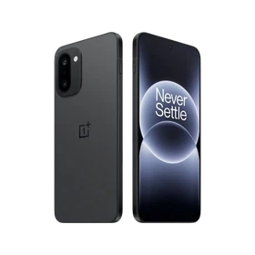Siyah OnePlus Ace 6T akıllı telefon, ön ekran ve arka yüzey tasarımıyla yan açıdan görünüm