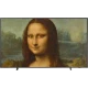 Samsung 75LS03B Ultra HD 4K QLED televizyon vitrin görselinde Mona Lisa temalı ekran görüntüsü.