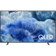 Samsung 85Q8FA Ultra HD 4K QLED televizyon, genel siyah tasarım ve mavi QLED logosu görünen vitrin ekranı