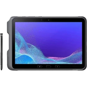 Samsung Galaxy Tab Active4 Pro siyah renkli tablet ekranı açık, dayanıklı tasarımlı uygun fiyatlı tablet.