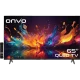 Onvo 65OVF5000AQ Ultra HD 4K LED televizyon, siyah çerçeveli 65 inç ekran ve renkli soyut görüntü