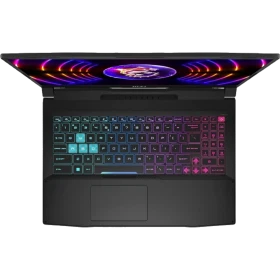 MSI Katana 15 B13VGK-1610TR siyah oyuncu laptop klavye ve RGB ışıklarla önden görünüm