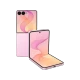 Samsung Galaxy Z Flip8 pembe renkli katlanabilir akıllı telefon, önde ekran ve arkada kamera görünümü.