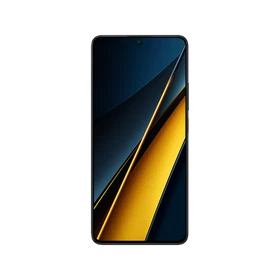 Siyah Poco X6 Pro akıllı telefon, ince çerçeveli ön ekran tasarımı ve ortalanmış kamera detayıyla önden görünüm