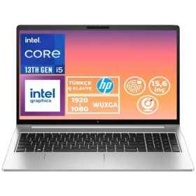 HP EliteBook 650 G10 B2RK6ES gümüş iş bilgisayarı; açık laptop ekranı ve Q klavye görünüyor.