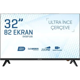 Onvo OV32F100 32 inç HD Ready LED televizyon, ultra ince çerçeveli siyah ekran ve ayak tasarımı
