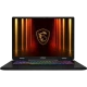 MSI Crosshair 17 HX AI D2XWGKG-017TR koyu gri oyuncu laptop ekranında Ejderha amblemi ve RGB klavye ışıkları