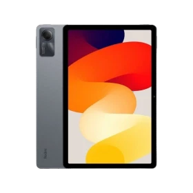 Redmi Pad SE gri renk tablet; 4 GB RAM ve 128 GB depolama kapasitesi, ön yüz ekranı görünüyor.