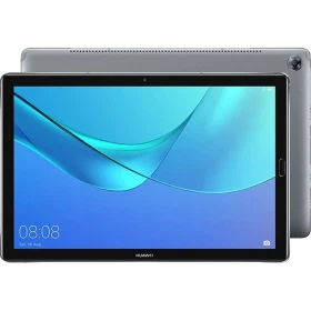 Huawei MediaPad M5 gri renkli tablet, ekran açık halde ön görünüm, uygun fiyatlı tablet modeli