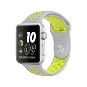 Apple Watch Nike+ Series 2 42 mm gümüş alüminyum kasa ve mat gümüş Volt Nike spor kordonlu akıllı saat