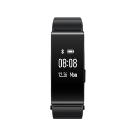 Huawei TalkBand B2 siyah akıllı bileklik, dijital ekranı ve siyah kayışıyla önden görünüm