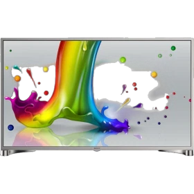 Sunny Likya 49 inç gümüş Full HD uydu alıcılı televizyonda renkli boya sıçramaları görüntüleniyor
