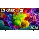 LG 115QNED93B6 Ultra HD 4K TV, siyah çerçeveli televizyonun ön görünümü ve renkli ekranı