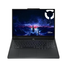 Lenovo Legion 5 15IAX10 83F0008BTRA63 siyah oyuncu laptop, açık ekranlı önden görünüm