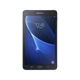 Samsung Galaxy Tab A6 T280Q siyah renk uygun fiyatlı tablet ekranda 12:45 saat görünen vitrin görseli