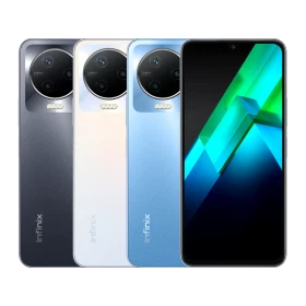 Infinix Note 12 Pro 4G siyah akıllı telefon, ön ekran ve arka çoklu kamera tasarımıyla görünüyor