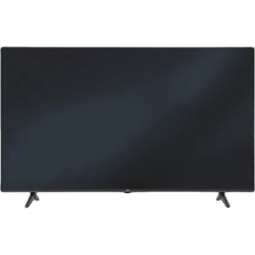 Beko B55 Q 987 A Ultra HD 4K TV, ince çerçeveli siyah ekran ve ayak tasarımıyla önden görünüm