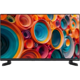 Vestel 32FV9750 Full HD FHD LED televizyon, renkli dairesel desenleri gösteren ekranıyla önden görünüm