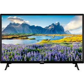 Vestel 32FA9501 Full HD LED televizyon, siyah çerçeveli ekranında dağ ve göl manzarası gösteriyor