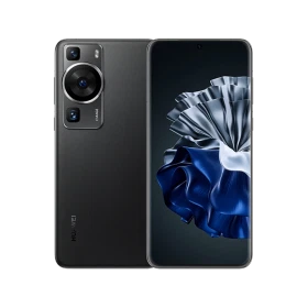 Huawei P60 siyah akıllı telefonun vitrin görünümü, ön ekran ve arka kamera modülü detaylı şekilde gösterilir