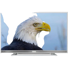 Arçelik A32-LW-5433 HD Ready LED televizyon, ekranda kartal görüntüsü ve gümüş çerçevesiyle