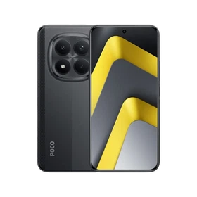 Siyah Poco M8 Pro 5G akıllı telefon, ön ekran ve çoklu arka kamera tasarımıyla ana ürün görünümü