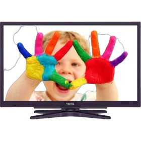 Vestel 22F8500L Full HD LED televizyon, renkli boyalı eller gösteren çocuk görüntüsüyle siyah ekran tasarımı