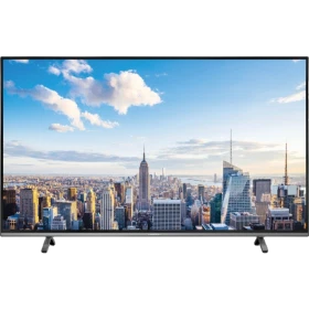 Grundig New York 40 CLX 8670 BP Ultra HD 4K LED televizyon, şehir manzarası gösteren siyah ekran