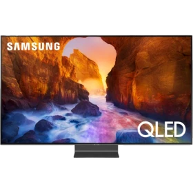Samsung 75Q90R QLED Ultra HD 4K televizyon; QLED arayüzlü manzara ekranı, genel siyah tasarım