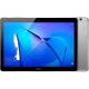 Huawei MediaPad T3 10 32 GB gri tablet, mavi ekranlı ön yüz ve arka kasa görünümüyle.